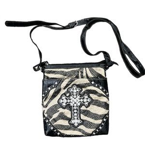 Hananel | Cross studded bling faux leather crossbody bag